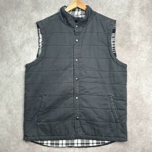 Union Sea WA Vest Mens Sz XL Full Snap Gray Quilted Gray Plaid Liner